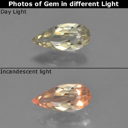 Beige amarillo Diásporo con Cambio de Color Gema - 0.6ct Corte en forma de pera (ID: 454035)
