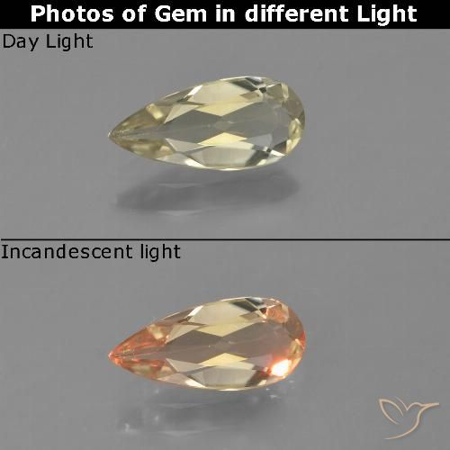 0.79ct Natural Very Light Golden-Yellow Color-Change Diaspore, Pear Shape, VVS-VS