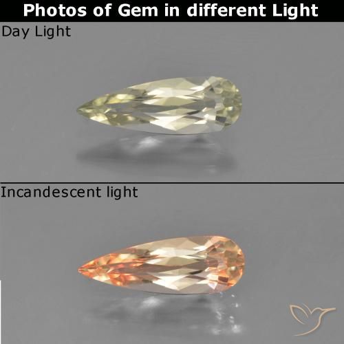0.83ct Natural Yellow Beige Color-Change Diaspore, Pear Shape, VVS-VS