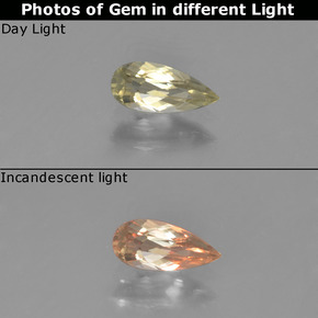 Very Pale Yellow Color-Change Diaspore Gem - 0.5ct Pear Facet (ID: 454038)