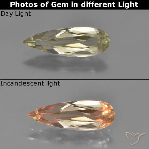 1.22ct Natural Brownish Yellow Color-Change Diaspore, Pear Shape, VVS