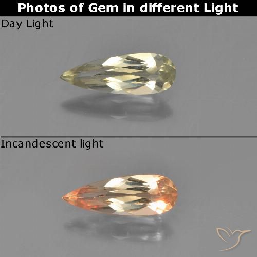 0.64ct Natural Very Light Yellow Color-Change Diaspore, Pear Shape, VVS-VS
