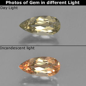 Warm Yellow Color-Change Diaspore Gem - 1.4ct Pear Facet (ID: 454042)