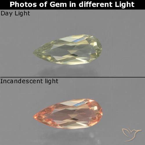 0.63ct Natural Brownish Yellow Color-Change Diaspore, Pear Shape, VVS-VS