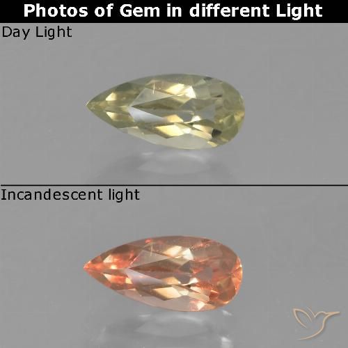 0.76ct Natural Yellow Beige Color-Change Diaspore, Pear Shape, VVS-VS