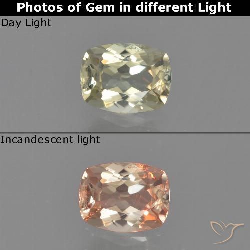 Diaspore Couleur Changeant Jaune cushion-cut de la Turquie, 6 x 4,6mm, poids de 0,61 ct, pierre gemme naturelle Non traité de pureté VS, 1 pièce Diaspore Couleur Changeant, couleur Jaune pâle, dureté Mohs de 6.5 à 7 convient aux bijoux de tous les jours, pierre de sagesse, Photo A