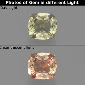 Light Yellow Color-Change Diaspore Gem - 0.7ct Cushion-Cut (ID: 454076)