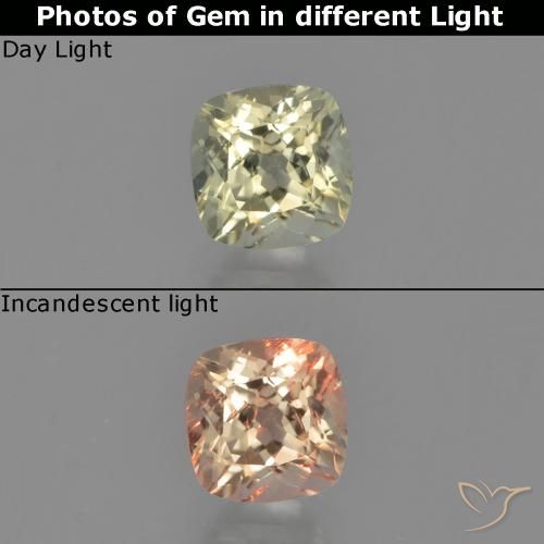 0.65ct Natural Light Yellow Color-Change Diaspore, Cushion, VS