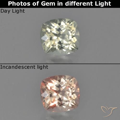 0.76ct Natural Pale Yellow Color-Change Diaspore, Cushion, VS