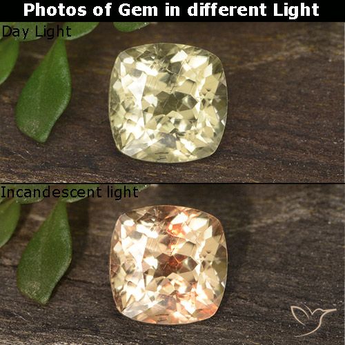 0.78ct Natural Light Yellow Color-Change Diaspore, Cushion, VS
