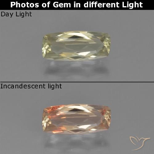 1.14ct Natural Light Yellow Color-Change Diaspore, Cushion, VVS