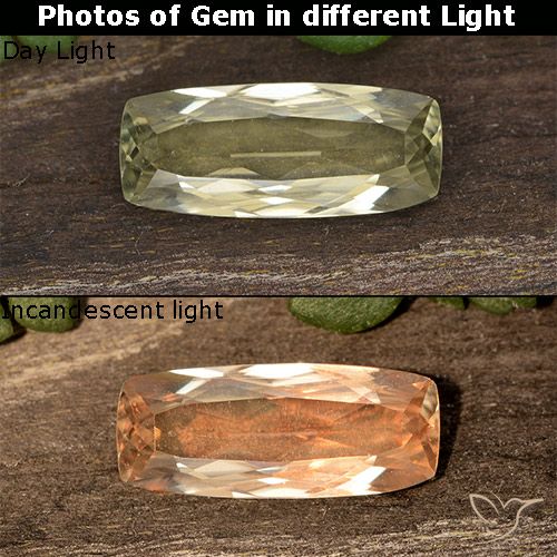 1.22ct Natural Light Yellow Color-Change Diaspore, Cushion, VS