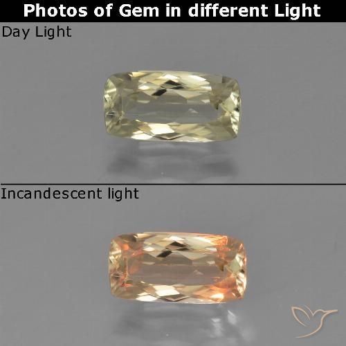 1.21ct Natural Light Yellow Color-Change Diaspore, Cushion, VS