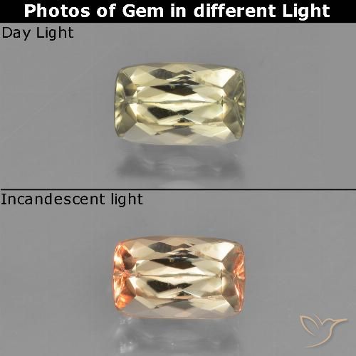 1.38ct Natural Light Yellow Color-Change Diaspore, Cushion, VS