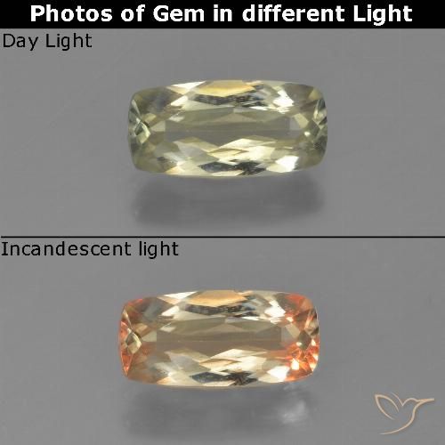 Light Yellow Color-Change Diaspore Gem - 1.3ct Cushion-Cut (ID: 454104)