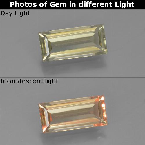 hellgelb Farbwechselnder Diaspor Edelstein - 1.3ct Baquette Schliff (ID: 454105)