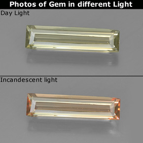 Pale Yellow Farbwechselnder Diaspor Edelstein - 1.4ct Baquette Schliff (ID: 454106)
