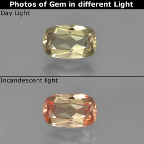 Very Light Yellow Farbwechselnder Diaspor Edelstein - 1.3ct Kissenschliff (ID: 454138)