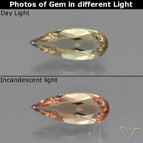 1.31ct Natural Earthy Yellow Color-Change Diaspore, Pear Shape, VVS-VS