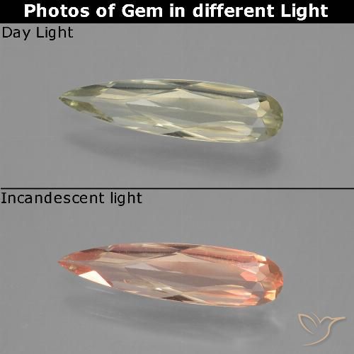 Very Light Yellow Диаспор, Меняющий Цвет Камень - 0.5ct Фасетная Груша (ID: 454180)