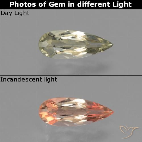 0.69ct Natural Very Light Yellow Color-Change Diaspore, Pear Shape, VVS-VS
