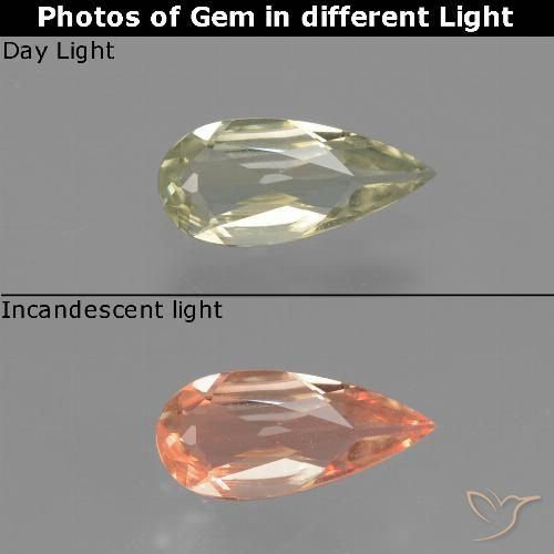 0.63ct Natural Yellow Beige Color-Change Diaspore, Pear Shape, VVS-VS