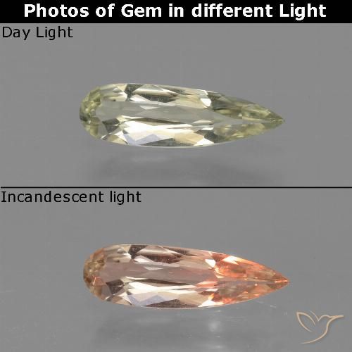 0.60ct Natural Light Yellow Color-Change Diaspore, Pear Shape, VVS-VS