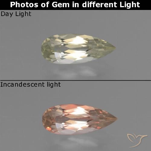 0.77ct Natural Very Light Yellow Color-Change Diaspore, Pear Shape, VS-SI