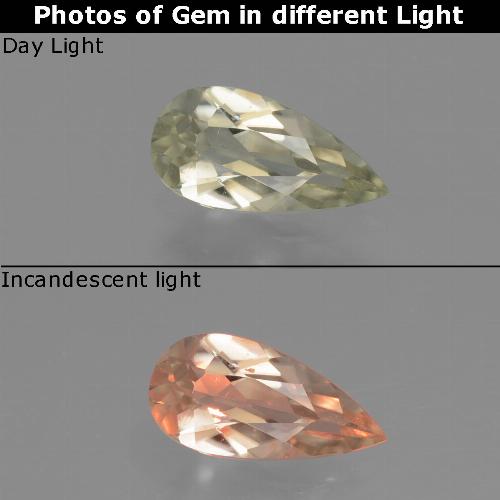 Very Light Yellow Color-Change Diaspore Gem - 0.7ct Pear Facet (ID: 454188)