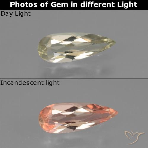 0.70ct Natural Very Light Yellow Color-Change Diaspore, Pear Shape, VVS-VS