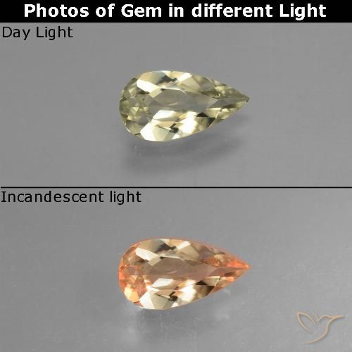 Light Yellow Color-Change Diaspore Gem - 0.8ct Pear Facet (ID: 454204)