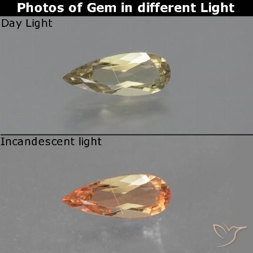 0.92ct Natural Light Yellow Color-Change Diaspore, Pear Shape, VS