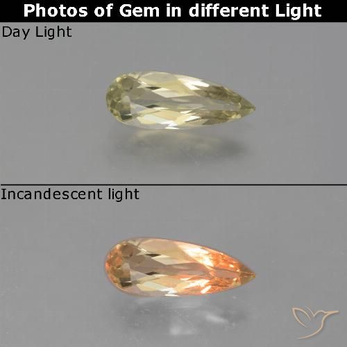 1.00ct Natural Pale Yellow Color-Change Diaspore, Pear Shape, VS