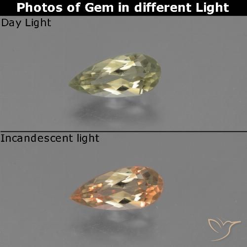 0.96ct Natural Light Yellow Color-Change Diaspore, Pear Shape, VS