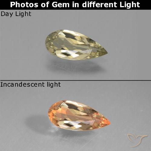 Pale Yellow Диаспор, Меняющий Цвет Камень - 1ct Фасетная Груша (ID: 454210)