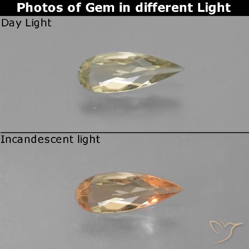0.81ct Natural Light Yellow Color-Change Diaspore, Pear Shape, VS