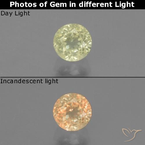 Light Yellow Color-Change Diaspore Gem - 0.7ct Round Facet (ID: 454254)