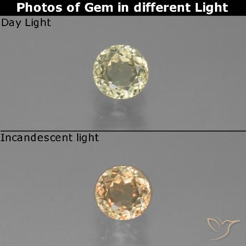 Light Yellow Color-Change Diaspore Gem - 0.5ct Round Facet (ID: 454255)