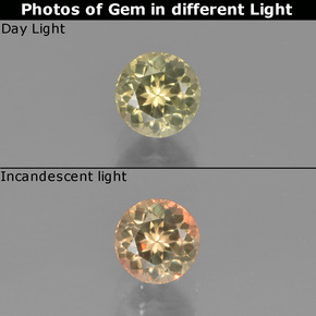 hellgelb Farbwechselnder Diaspor Edelstein - 0.6ct Rund Facettenschliff (ID: 454258)