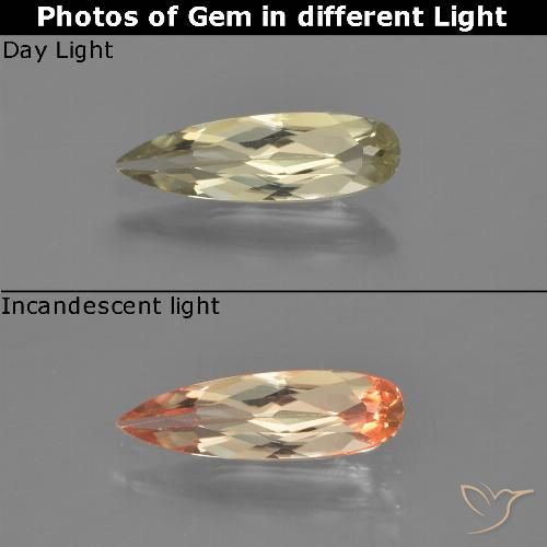 0.76ct Natural Light Yellow Color-Change Diaspore, Pear Shape, VVS-VS