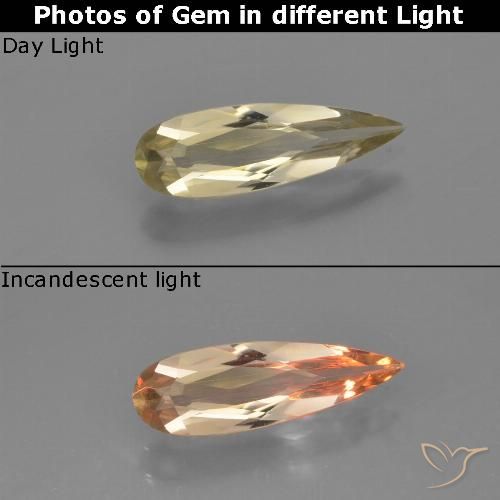 0.84ct Natural Warm Yellow Color-Change Diaspore, Pear Shape, VVS-VS
