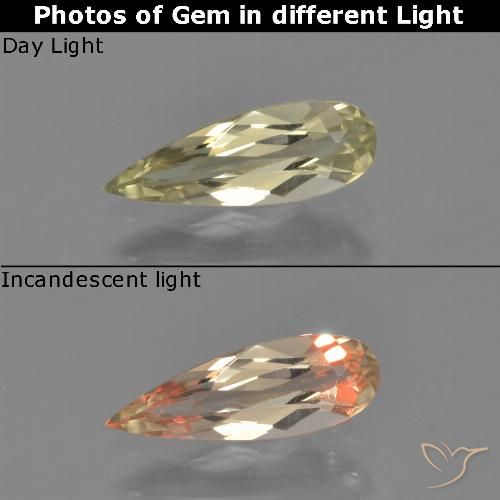 0.68ct Natural Pale Yellow Color-Change Diaspore, Pear Shape, VVS-VS