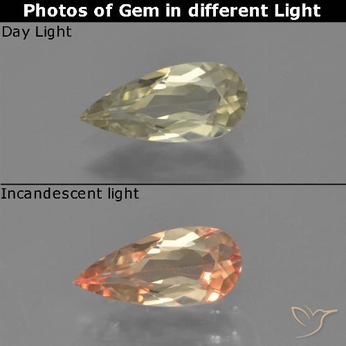 0.71ct Natural Pale Yellow Color-Change Diaspore, Pear Shape, VVS-VS