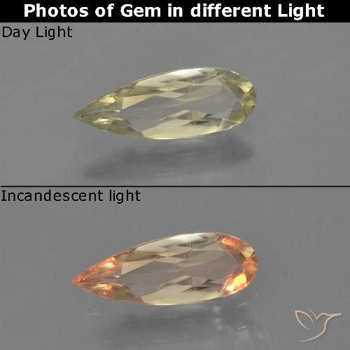 0.80ct Natural Pale Yellow Color-Change Diaspore, Pear Shape, VVS-VS
