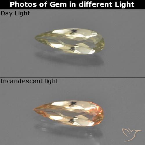 0.69ct Natural Light Yellow Color-Change Diaspore, Pear Shape, VVS-VS