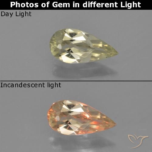 0.77ct Natural Mellow Yellow Color-Change Diaspore, Pear Shape, VVS-VS