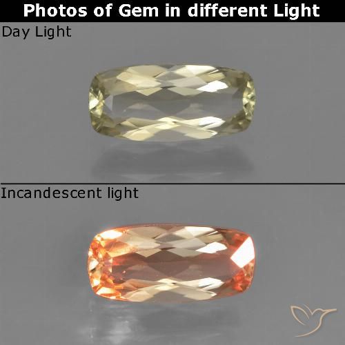 0.85ct Natural Yellow Beige Color-Change Diaspore, Cushion, VVS-VS