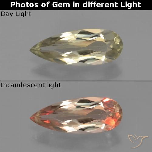 1.00ct Natural Earthy Yellow Color-Change Diaspore, Pear Shape, VVS-VS