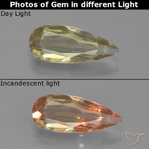 0.91ct Natural Very Light Yellow Color-Change Diaspore, Pear Shape, VVS-VS