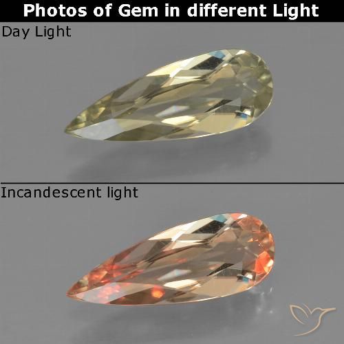 0.93ct Natural Very Light Yellow Color-Change Diaspore, Pear Shape, VVS-VS